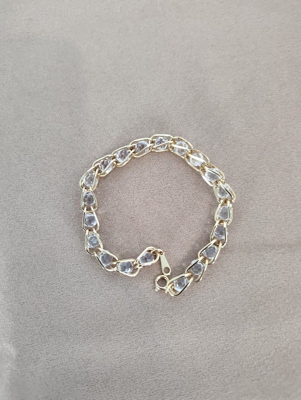Avon Vintage Gold-Tone Bracelet with Clear Crystal Beads